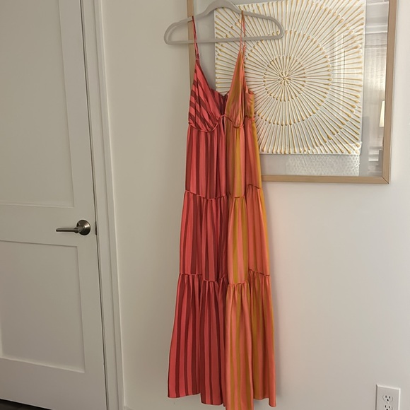 Anthropologie Farm Rio Deep-V Mixed-Stripe Bohemian Maxi Dress Size Medium - Picture 5 of 5